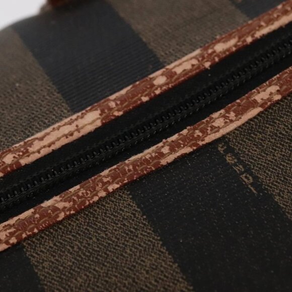 FENDI Pecan Canvas Boston Bag 2way Brown Black gold Auth - Picture 8 of 16